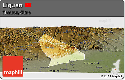 Physical Panoramic Map of Liquan, darken