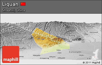 Physical Panoramic Map of Liquan, desaturated
