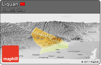 Physical Panoramic Map of Liquan, desaturated