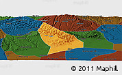 Political Panoramic Map of Liquan, darken