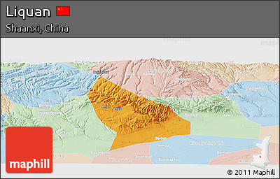 Political Panoramic Map of Liquan, lighten