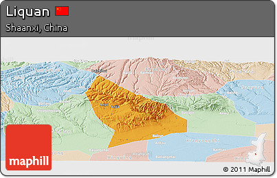 Political Panoramic Map of Liquan, lighten