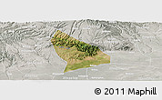 Satellite Panoramic Map of Liquan, lighten, semi-desaturated