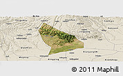 Satellite Panoramic Map of Liquan, shaded relief outside