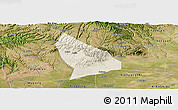 Shaded Relief Panoramic Map of Liquan, satellite outside