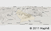 Shaded Relief Panoramic Map of Liquan, semi-desaturated