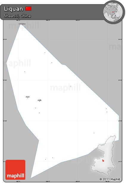 Gray Simple Map of Liquan, single color outside