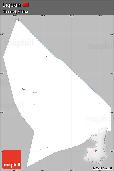 Gray Simple Map of Liquan, single color outside