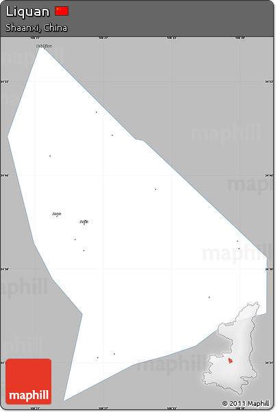 Gray Simple Map of Liquan, single color outside
