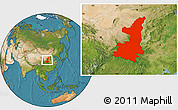 Satellite Location Map of Shaanxi