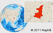 Shaded Relief Location Map of Shaanxi