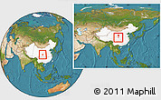Satellite Location Map of Lueyang, highlighted country, within the entire country
