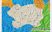 Shaded Relief Map of Lueyang, political outside