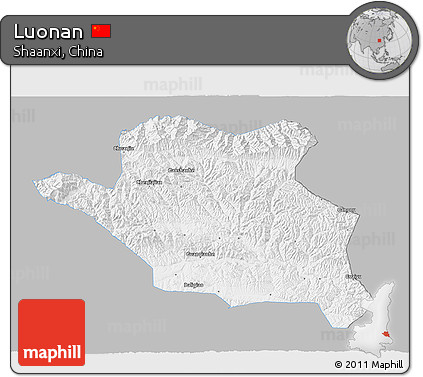 Gray 3D Map of Luonan, single color outside