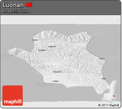 Gray 3D Map of Luonan, single color outside