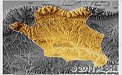 Physical 3D Map of Luonan, darken, desaturated