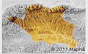 Physical 3D Map of Luonan, lighten, desaturated