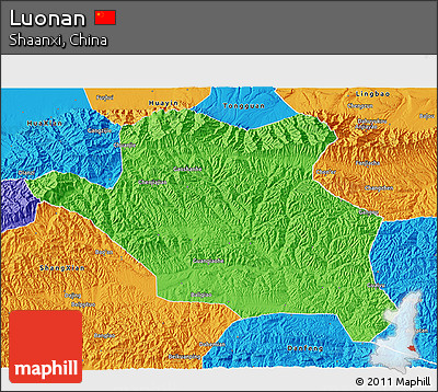 Political 3D Map of Luonan