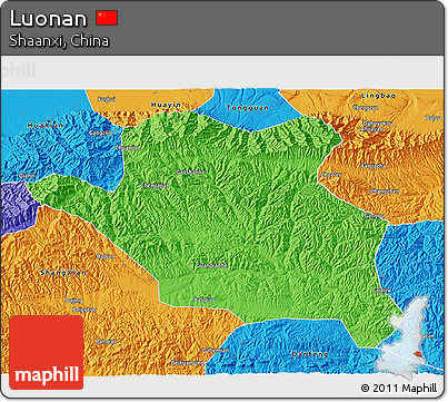 Political 3D Map of Luonan