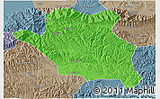 Political 3D Map of Luonan, semi-desaturated