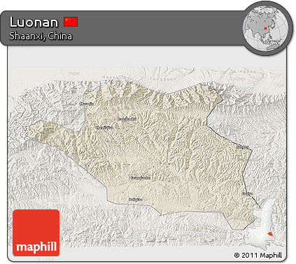 Shaded Relief 3D Map of Luonan, lighten