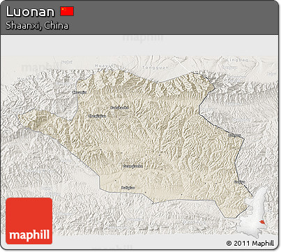 Shaded Relief 3D Map of Luonan, lighten