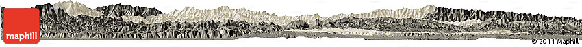 Shaded Relief Horizon Map of Luonan, darken