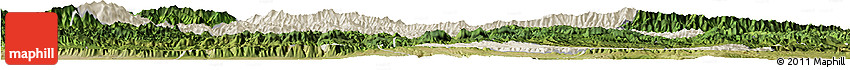Shaded Relief Horizon Map of Luonan, satellite outside