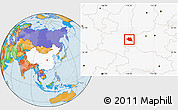 Political Location Map of Luonan, highlighted country