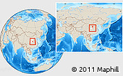 Shaded Relief Location Map of Luonan, highlighted parent region, within the entire country