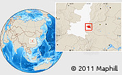 Shaded Relief Location Map of Luonan, highlighted parent region