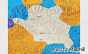 Shaded Relief Map of Luonan, political outside
