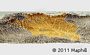 Physical Panoramic Map of Luonan, semi-desaturated
