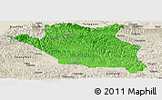 Political Panoramic Map of Luonan, shaded relief outside