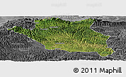 Satellite Panoramic Map of Luonan, desaturated