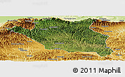 Satellite Panoramic Map of Luonan, physical outside