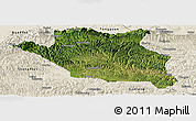 Satellite Panoramic Map of Luonan, shaded relief outside