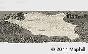 Shaded Relief Panoramic Map of Luonan, darken