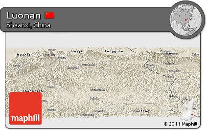 Shaded Relief Panoramic Map of Luonan