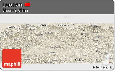 Shaded Relief Panoramic Map of Luonan