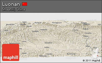 Shaded Relief Panoramic Map of Luonan