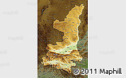 Physical Map of Shaanxi, darken