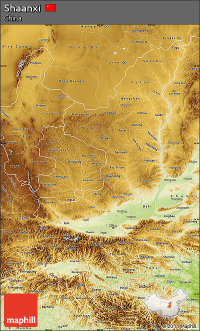Physical Map of Shaanxi