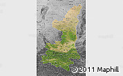 Satellite Map of Shaanxi, desaturated