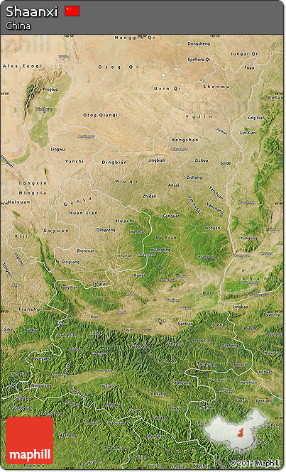 Satellite Map of Shaanxi
