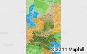 Satellite Map of Shaanxi, political shades outside