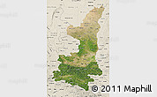 Satellite Map of Shaanxi, shaded relief outside