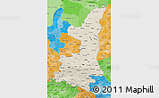 Shaded Relief Map of Shaanxi, political shades outside