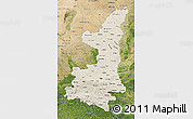 Shaded Relief Map of Shaanxi, satellite outside