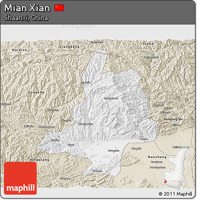 Classic Style 3D Map of Mian Xian